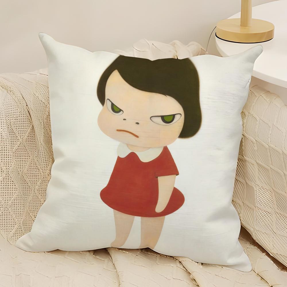Art Master YYoshitomo NNara Pillow Case Natural Linen DoubleSided Printing Sofa Home Decor Cushion Cover