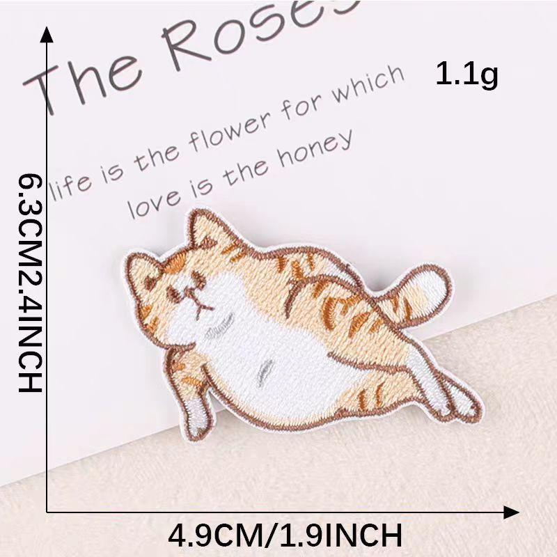 6Pcs/Lot Cute Striped Cats Embroidered Patch Cartoon Animals Applique Fabric Clothing Iron On Patch