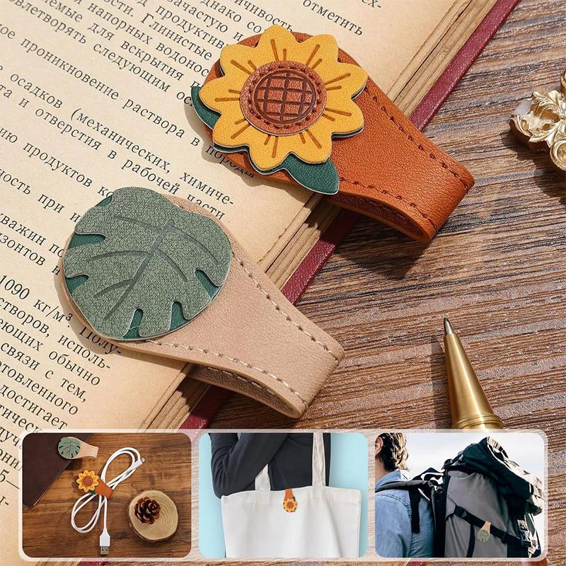 1/2 Stück Vintage Rose Kaffee Doppelseitige Magnetische Lesezeichen-Clips Für Männer Frauen Retro PU-Leder Magnetische Lesezeichen Lesezeichen