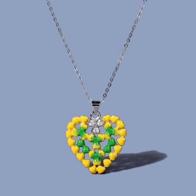 Enamel Poppy Flower Gemstone Necklace Adjustable Simple Love Pendant Female
