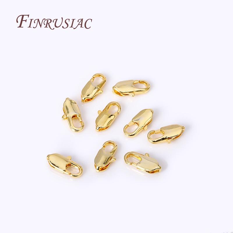 DIY Jewelry Making Findings Supplies 18K Gold Plated Brass Oval Lobster Clasp Connector Rhodium plated Lobster Clasps Lock