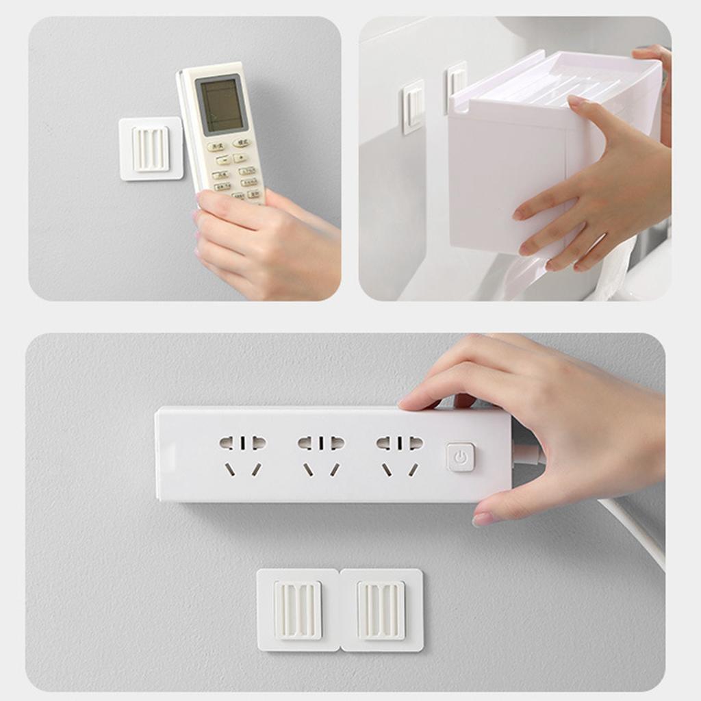 2Pcs Power Strip Holder Plastic Punch Free Multifunctional Self Adhesive Strip Fixator Home