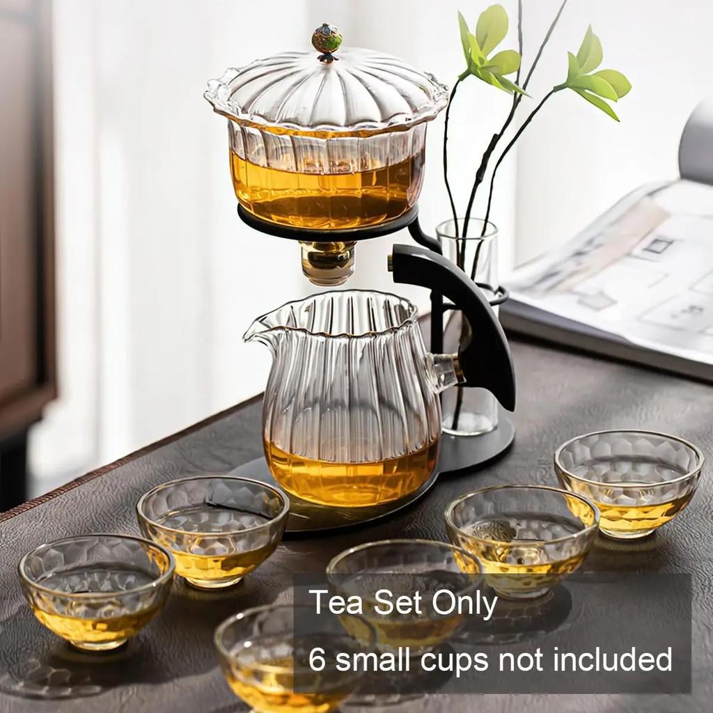 Creativepumpkin Tea Pot Glass Lazy Kungfu Glass Tea Set Magnetic Water Diversion Semi Automatic Tea Maker Suit Kitchen Bar
