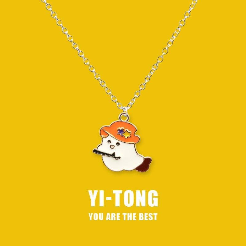 Collier fantôme blanc de personnalité féroce, Ins, doux, Cool, créatif, Hip Hop, femme, mignon, Couple, pendentif pour petite amie