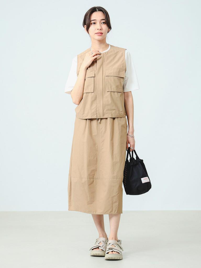 B:MING by BEAMS Water-Repellent Cocoon Skirt, Women's, Beige, Size M