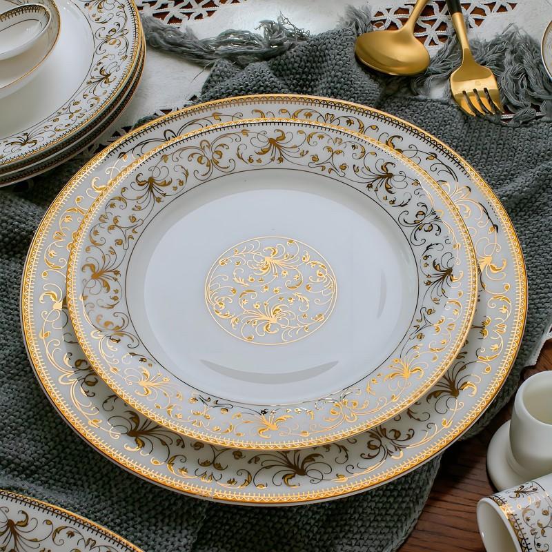2pcs/set, 8+10 inch, bone china dinner set plates and dishes, ceramic buffet dishes for party, porcelain plate chargers, party