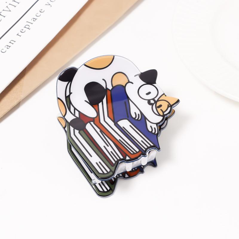 

1 шт. Мультяшная милая заколка для волос в виде кошки с книгой, Высококлассная заколка для хвостика для затылка, Универсальная для повседневного использования