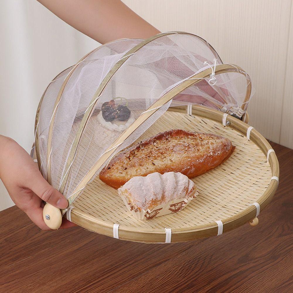 Bamboo Anti-insect Dustproof Basket Multi-function Fruit Vegetable Tray  Household