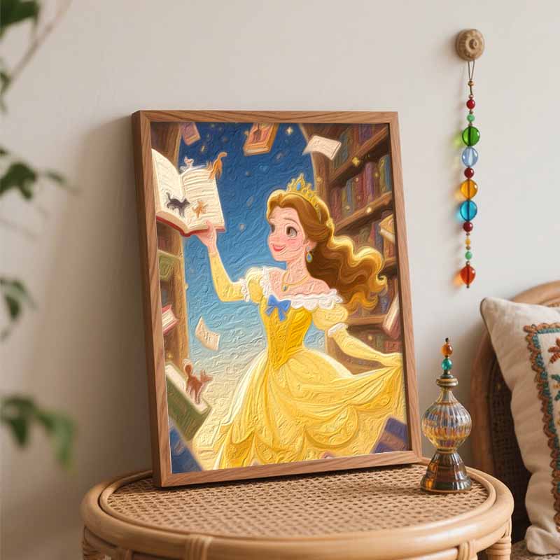 Disney Princess Yellow Dress Digital Oil Painting Art Kit Handmade Diy Home Decorations