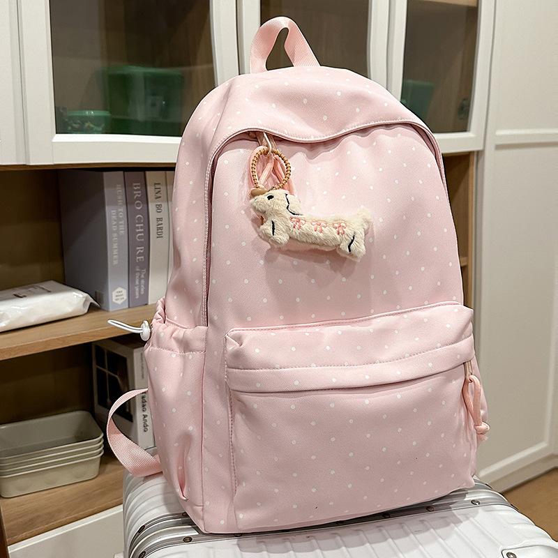 Korean version of polka dot schoolbag female college student simple cute girl backpack junior high school girl small fresh backpack tide