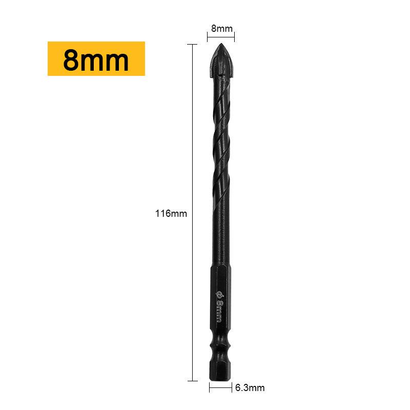 Hex Shank Double Groove Glass Drill Bit for Ceramic, Wood, Cement - 4-Flute Cross Spiral Design