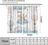 Cartoon Blue Bear Curta For Boys,Watercolor Little Cute Animal Aircrafts Hot Air Balloons Rainbow Window Drapes For Baby Boys