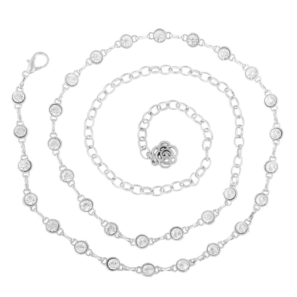 

Adjustable Silver Diamante Waist Belt Women’s Luxury Dress Chain Belt Fashion Waistband for Wedding Dress Decor