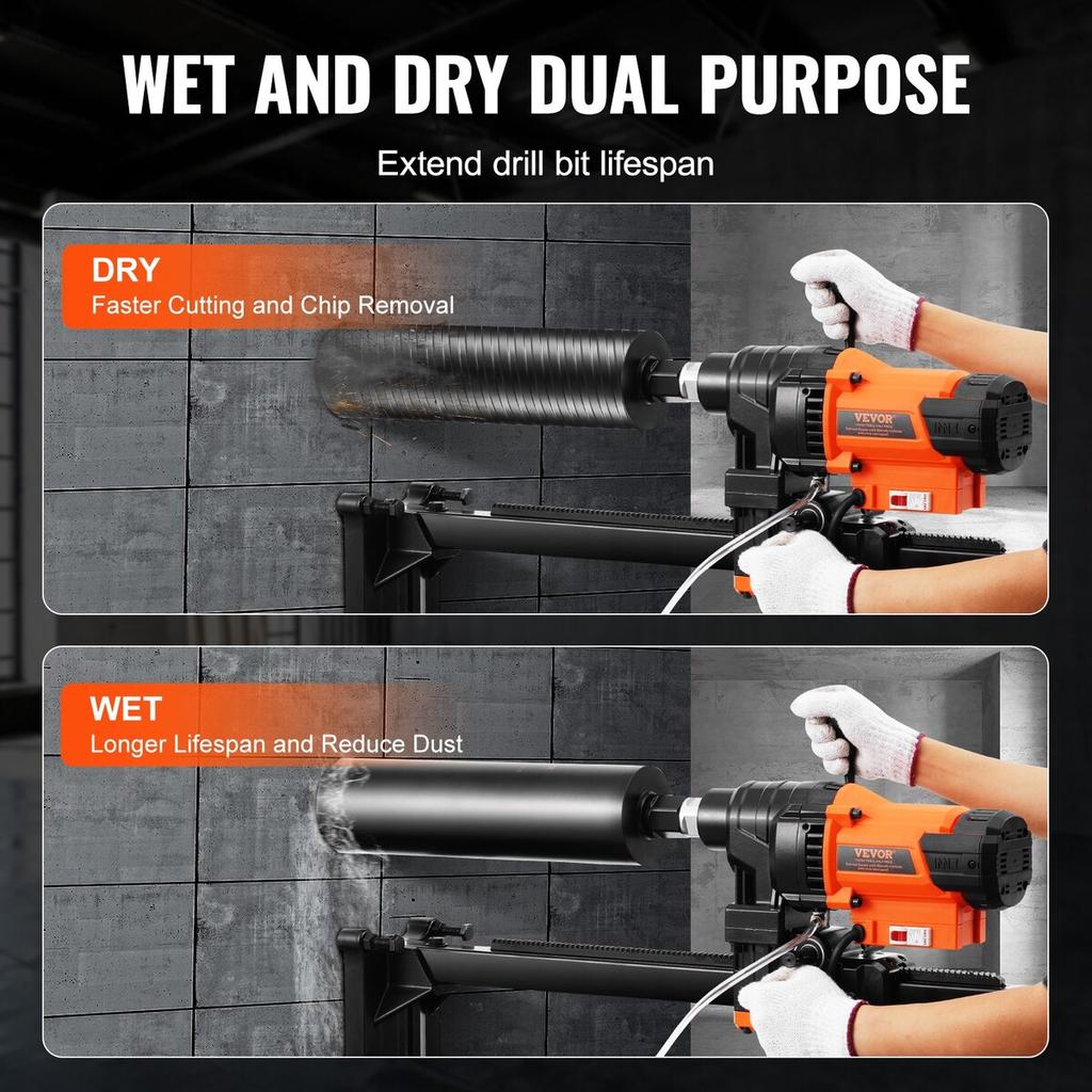 Core Drill Machine 0.8-9.8in Dia 3200W Diamond Core Drill Rig with Stand