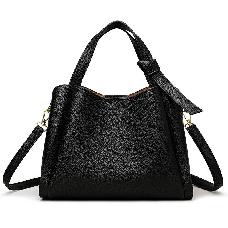 

Soft leather women s bags, handbags, women s vegetable baskets, high-end atmospheric shoulder bags, crossbody atmospheric versatile shoulder buckets чёрный