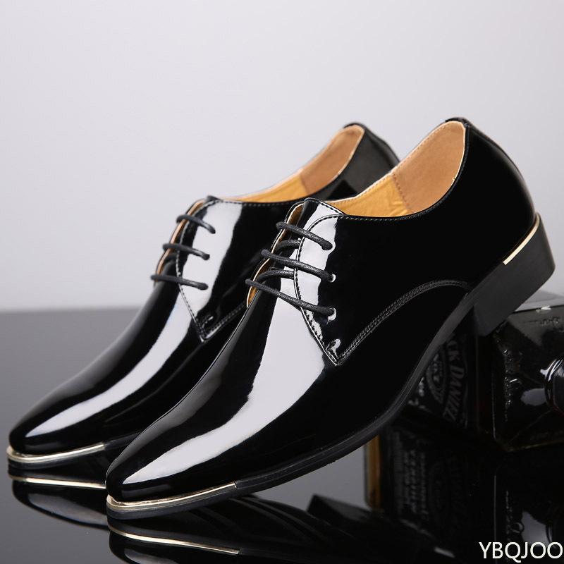 New Men'S Leather Shoes Casual Men Business Shoes Lace Up Dress Footwear Pointed Toe Business Big Size Shoes  Homme