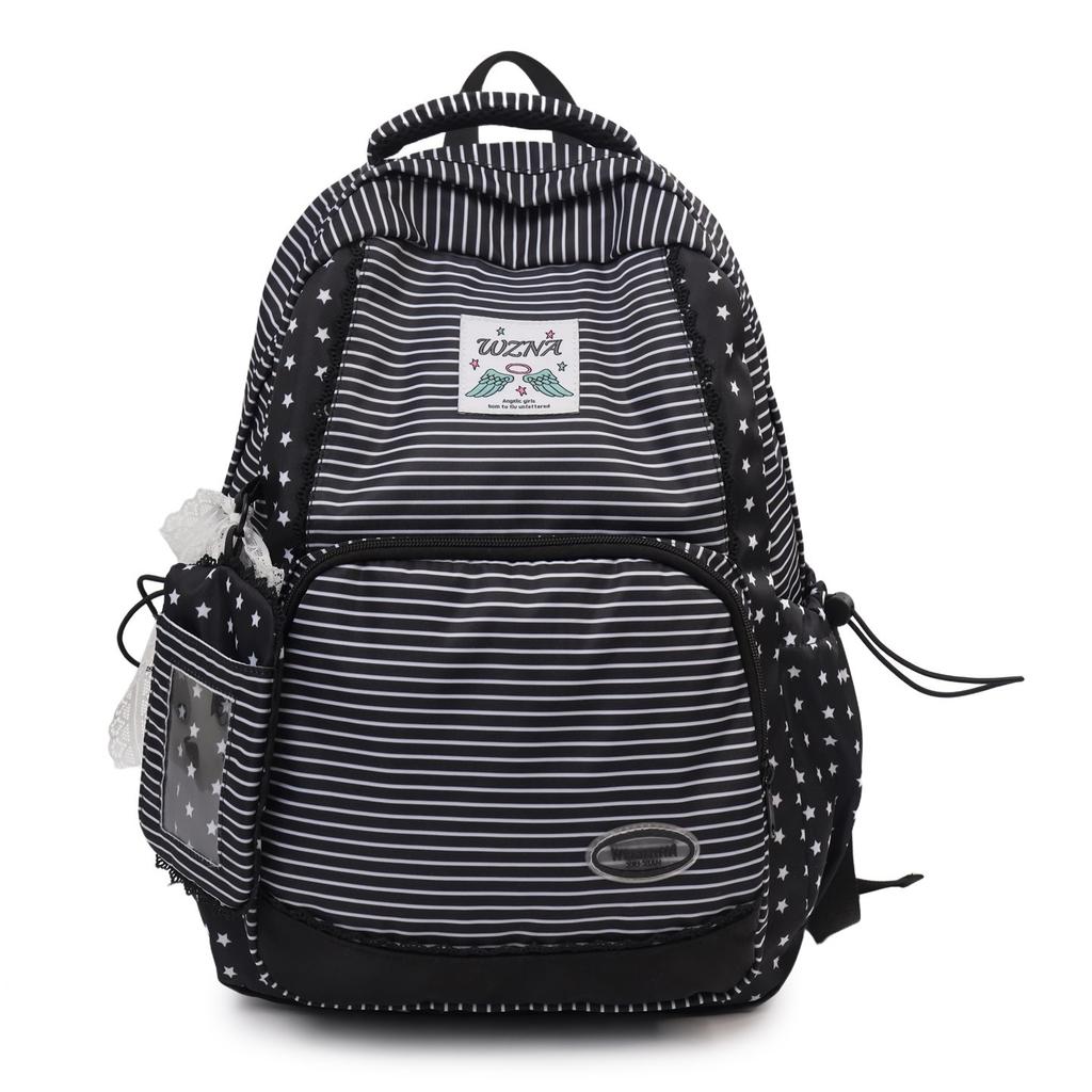 Mochila Escolar Bolsa de Viaje Informal para el Trabajo Mochila Pequeña Fresca Mochila de Estrellas Rayadas Mochila Escolar de Clase para Estudiante de Secundaria