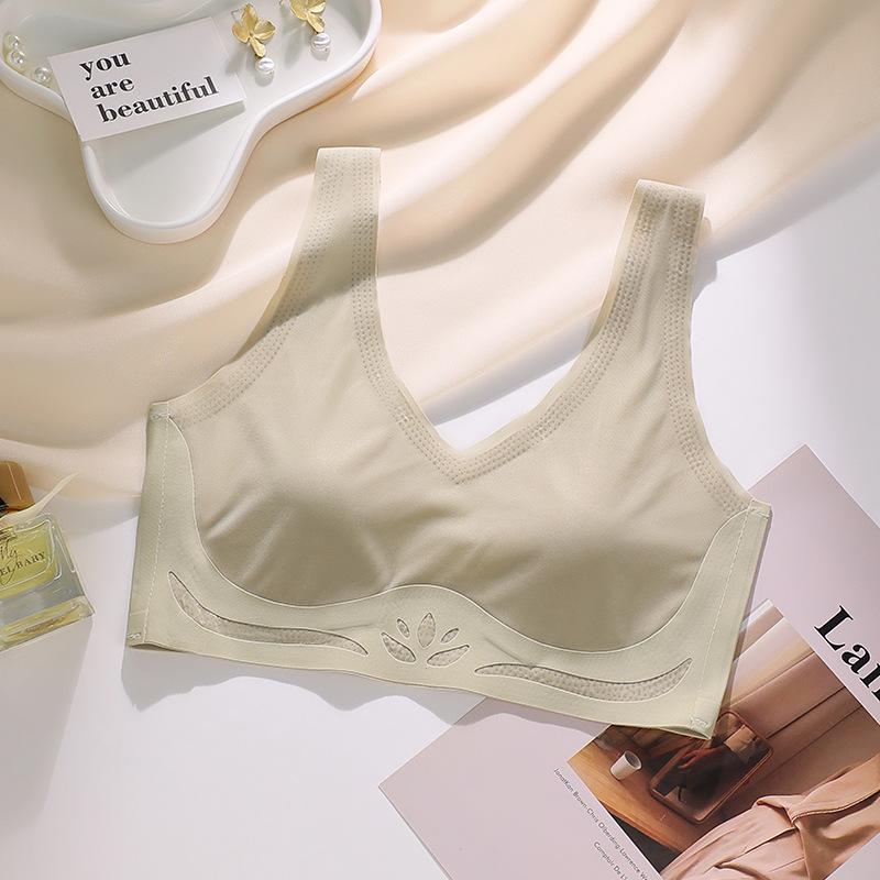 Women s Rabbit Ear Seamless Ice Silk Bralette: Wireless, Invisible, Tank Top Style for Large Bust