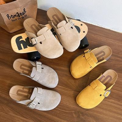 Thick-soled Bag Head and Half Slippers for Women To Wear In the Spring and Autumn of 2025, New Retro Height-increasing Lazy Shoes, One Pedal of Boke