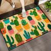 Door Mat Colorful Potted Cactus Pattern Non Slip Print Entryway Rug for Boho Home Decoration