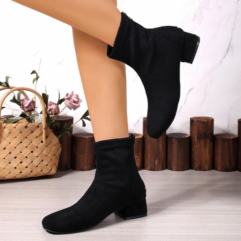 Mid Heels Women Suede Ankle Boots Winter Fashion Chunky Shoes for Woman 2025 New Elegant Shoes Snow Chelsea Short Boots De Mujer