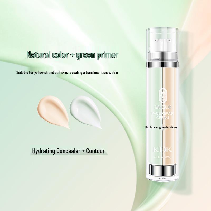 

KDK Увлажняющий BB-крем и консилер двойного цвета: Не скатывающийся, осветляющий тональный крем 50g естественный/зелёный