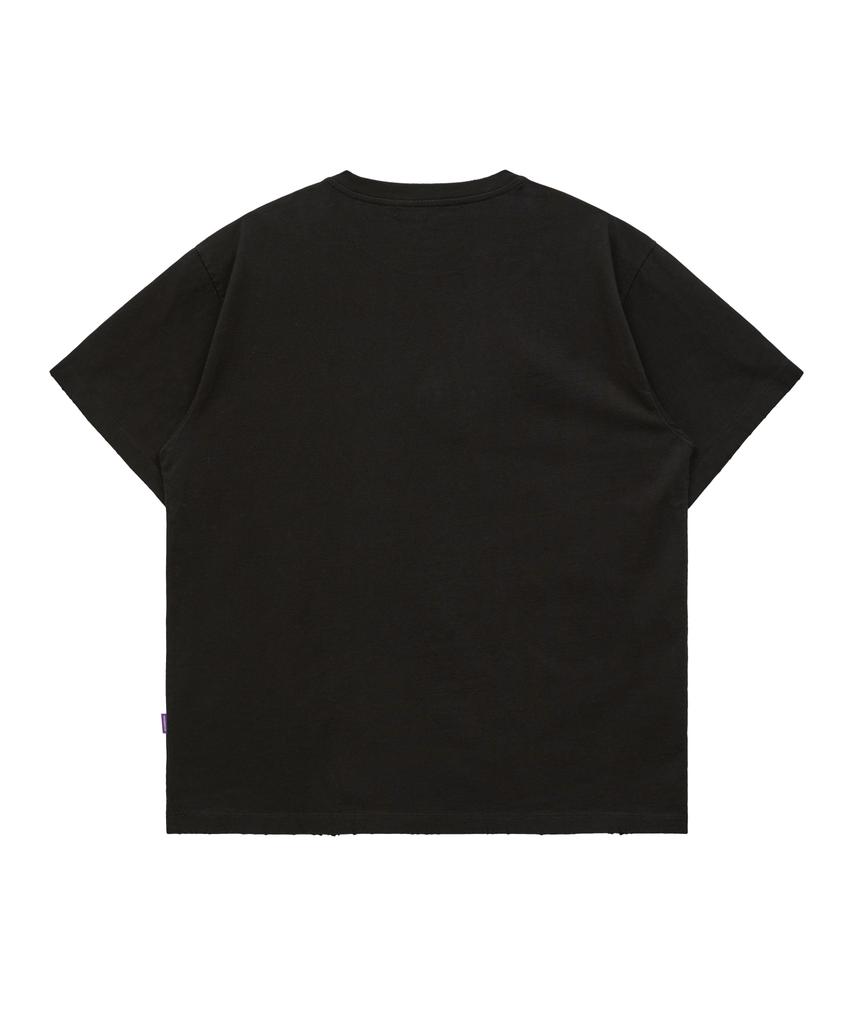 HOODHOOD Three Alien Damaged Short Sleeve T-Shirt Black
