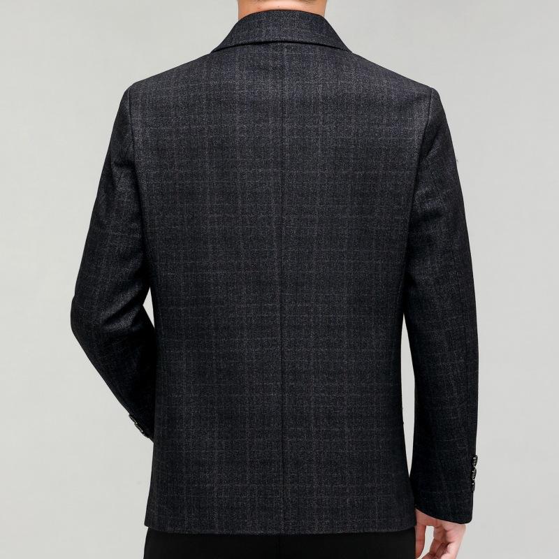 Coat Wool Jacket Men's Lapel Thick Coat for Leaders and Cadres Middle-aged and Elderly Dad Wool Button Top