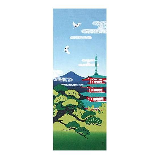 Hamamonyo Tenugui Towel - Summer Pagoda and Mt. Fuji