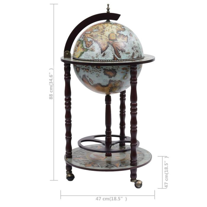 VidaXL Bar sous forme de globe Bois d'eucalyptus Bleu 320905