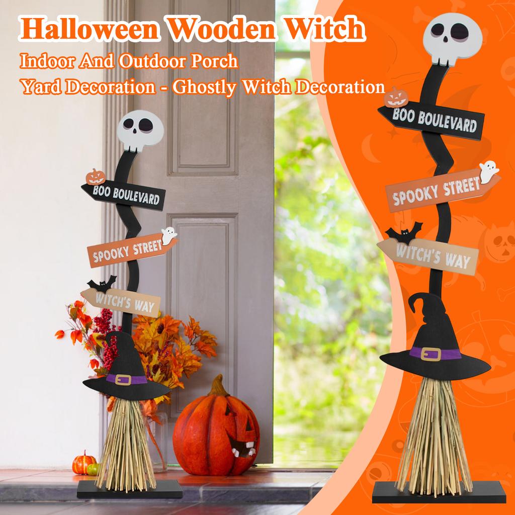 Halloween Wooden Witch , Indoor And Outdoor Porch Yard Decoration - Ghostly Witch Decoration