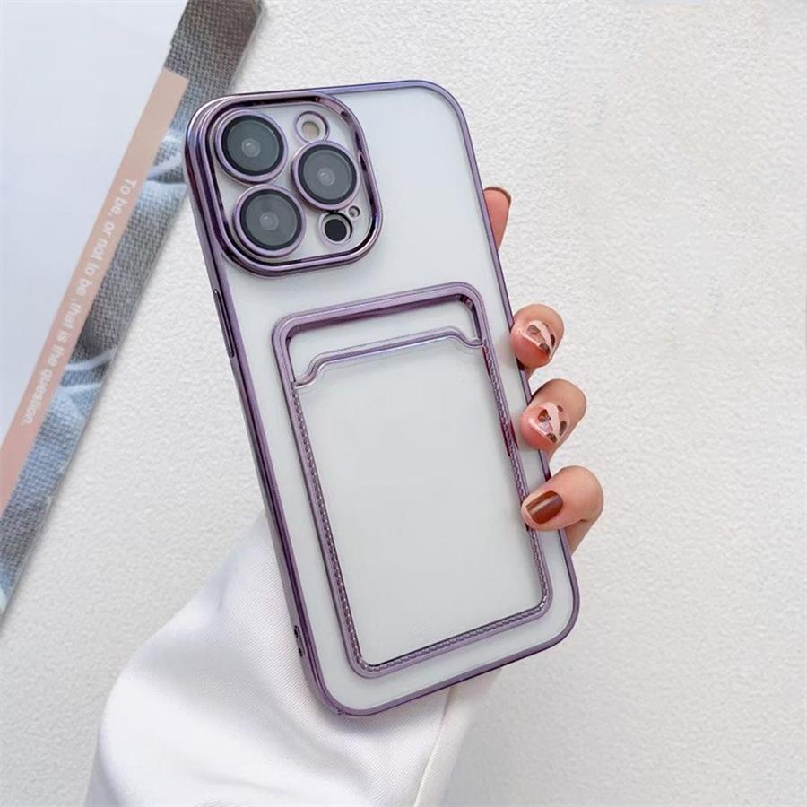 Luxury Plating Frame Wallet Phone Case with Card Holder for iPhone 16 15 14 13 12 11 Pro Max 16 Plus 15 Pro 14 Pro Max Soft TPU Shockproof Case Cover