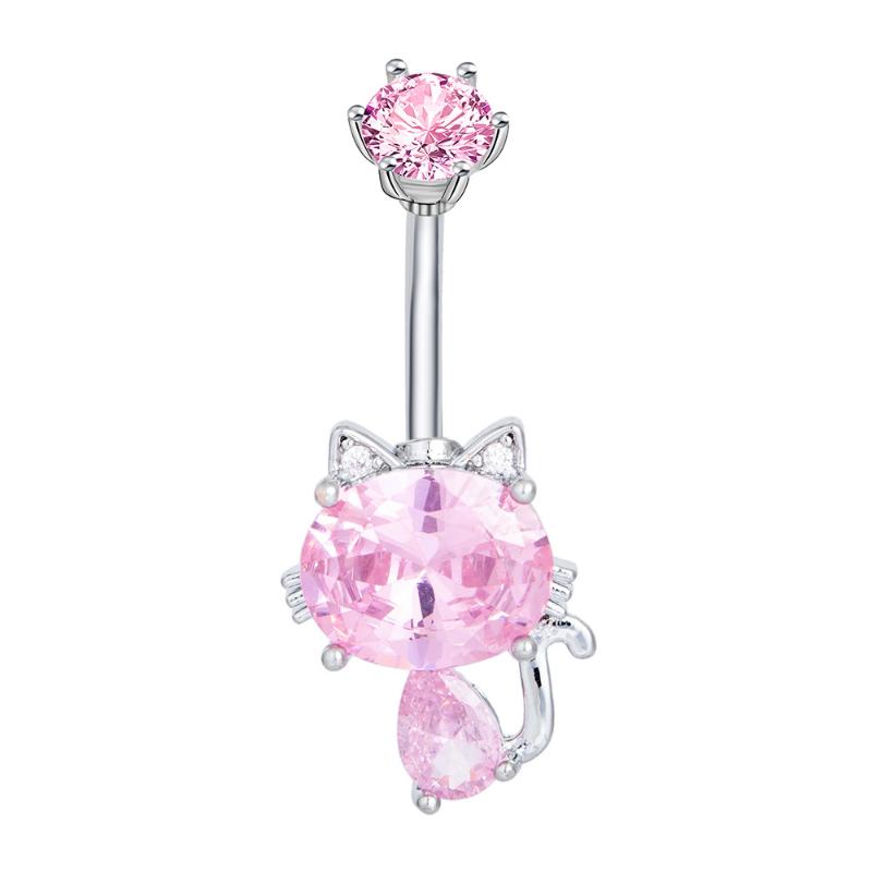 

Fashion Cute Cat Belly Button Ring Shiny Zircon Navel Piercing Ring For Women Sexy Body Jewelry Accessories Gifts A1