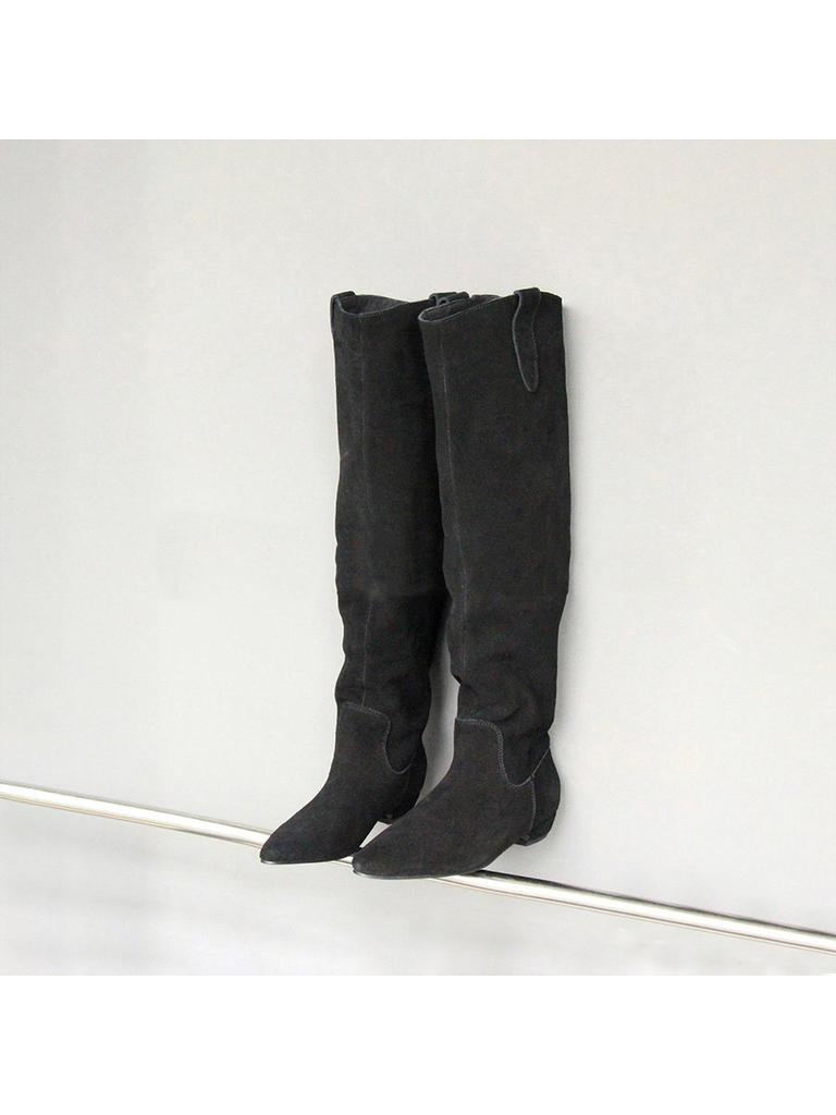 Vintage Flat Boots Women's Frosted Wide Tube Folded Pile Boots Skinny Versatile Knight Boots
