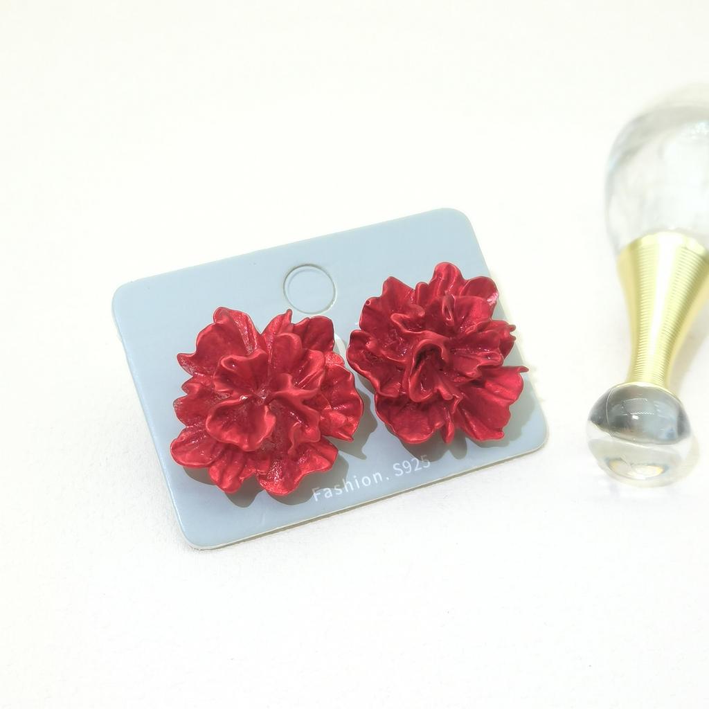 Czerwony Kwiat Damskie Kolczyki Sztyfty Składany Kwiatowy Unikalny Design Moda Koreańska Małe Kolczyki Bohemskie Akcesoria do Uszu brincos