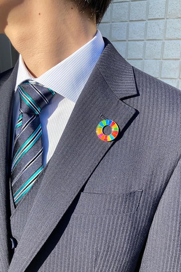 Official Latest System SDG 25mm Silver SDG Badge Perfect for Hats and Cute [UN Specification/Invoice Compatible] Badge, Cloisonné, Pin, Bags, (5