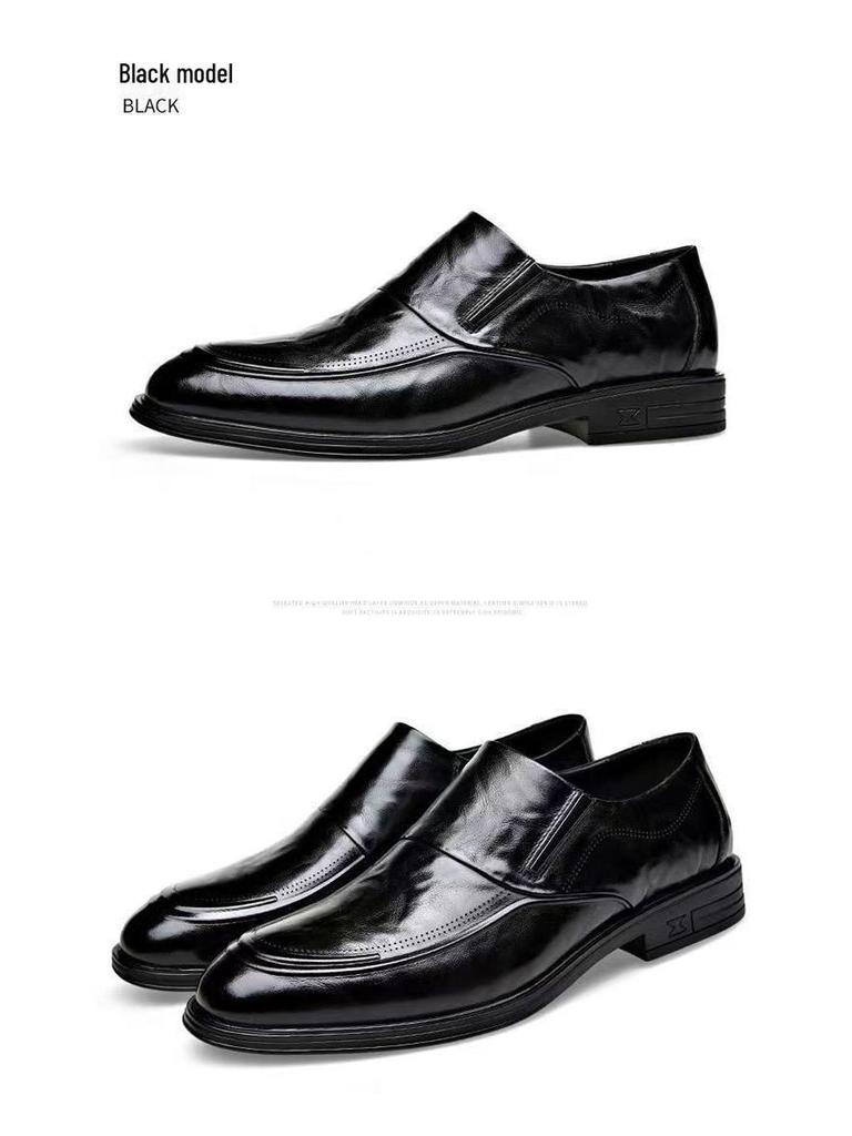 Versatile Embossed Cowhide Leather Casual Men's Shoes