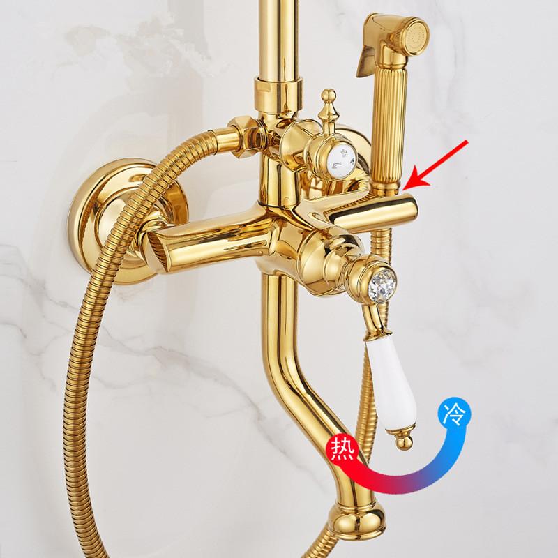 Tuqiu Gold Badezimmer Duscharmatur Set Chrom Badezimmer Regendusche Mischbatterie Poliertes Gold Messing Bad- und Duscharmatur Set