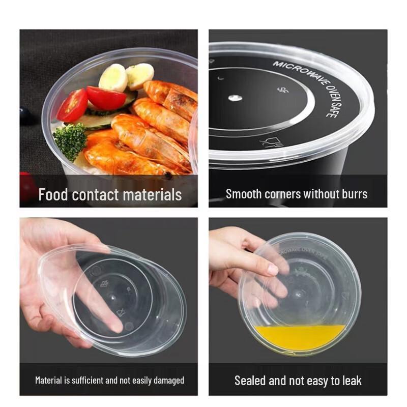 Aoran Disposable Round Takeout Containers with Lids 1000ml