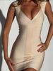Vår/Sommar 2026 Elegant V-ringad Bodycon Kvällsklänning för Kvinnor