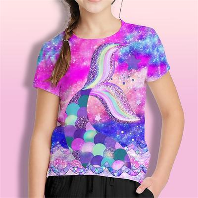 T-shirt Divertente per Ragazze Stampa 3D T-shirt Bambina Animale Estate Casual Comoda Traspirante Manica Corta
