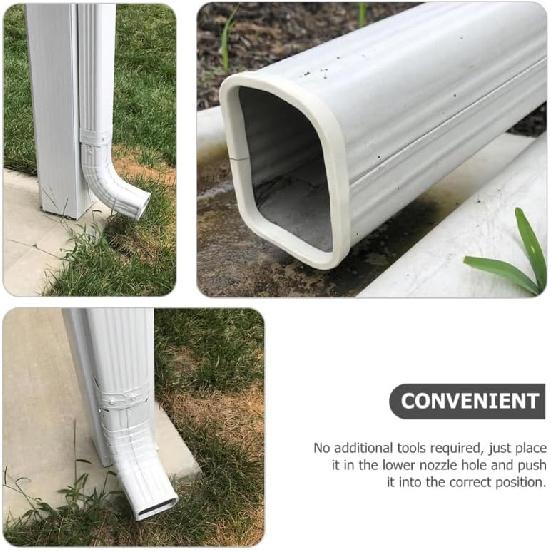 Yardwe Downspout Safety Caps 2pcs Drain Nozzle Sleeve Rain Gutter White Tool Rubber Child Downspout Covers