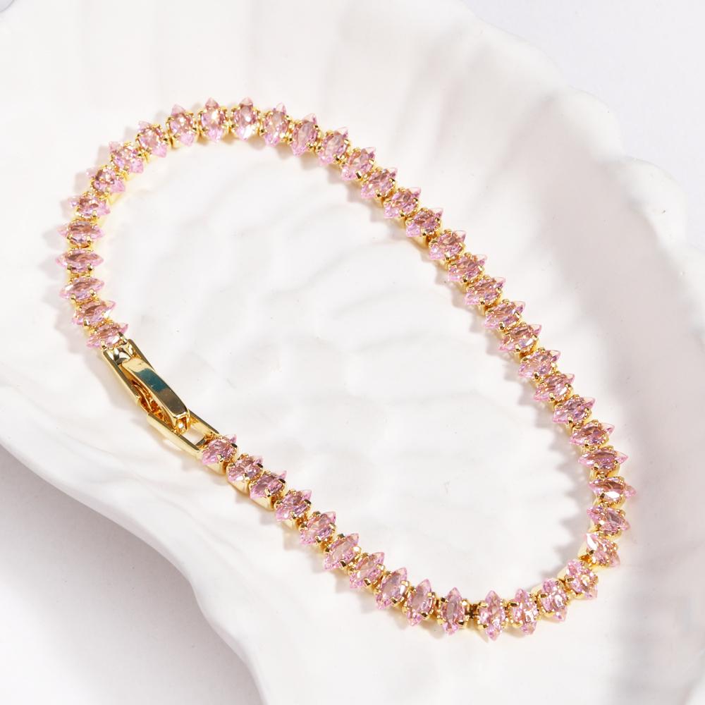 10 Colors Luxury CZ Tennis Cubic Zirconia Gold Silver Color Iced Out Chain Bracelet Bling Jewelry for Women Party Gift