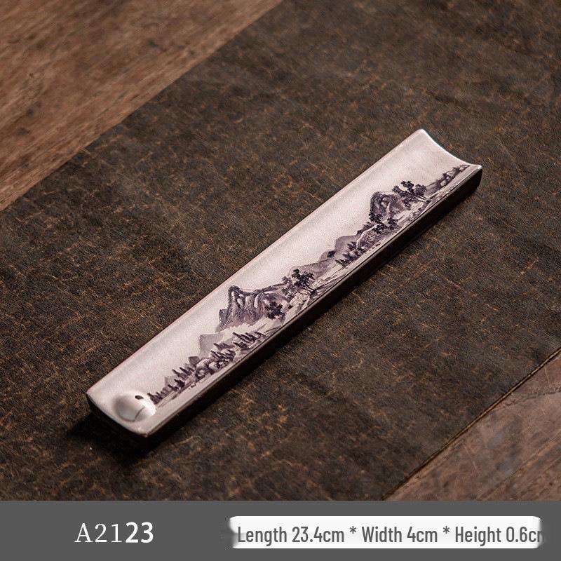 Guochao River & Mountain Ceramic Incense Holder - Retro Incense Stick Tray for Indoor Use
