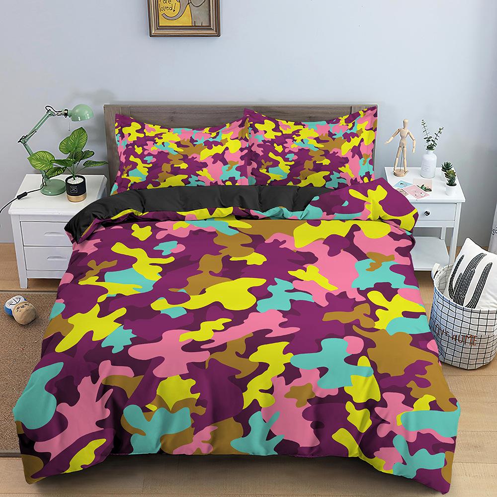 Classic Camouflage Pattern Bedding Three-Piece Quilt Cover