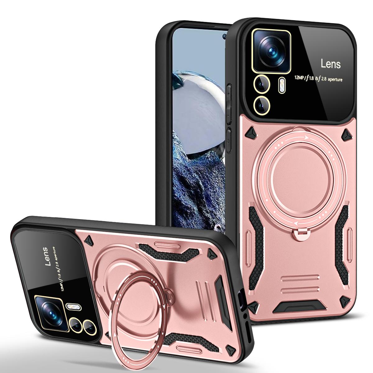 

Для Xiaomi 12T Pro Чехол Magsafe Magnetic Wireless Charge Armor Чехлы для Xiaomi Mi12T Mi 12T Pro Ring Stand Phone Cover For Xiaomi 12T Pro розового золота