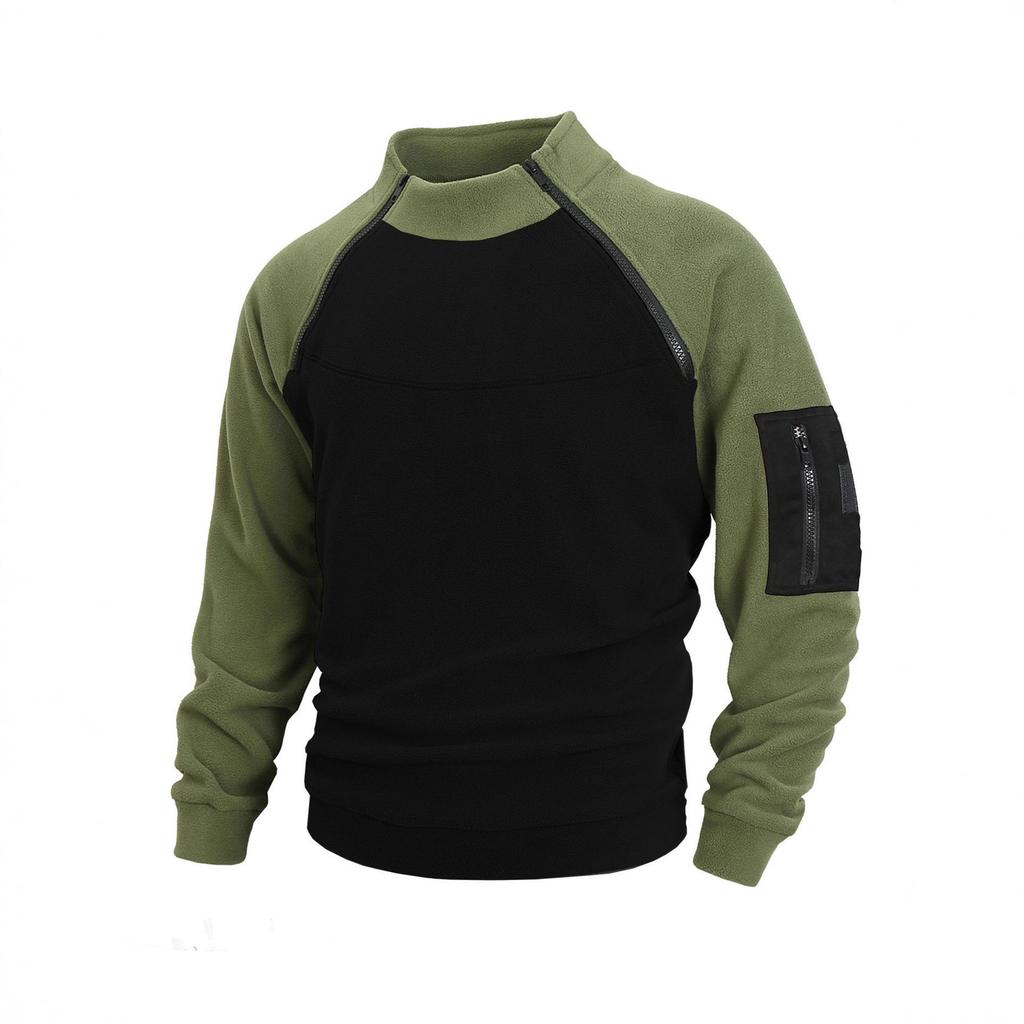 New Autumn and Winter New Slim Stand Collar Long Sleeve Pullover Personality Contrasting Casual Jacket for Men