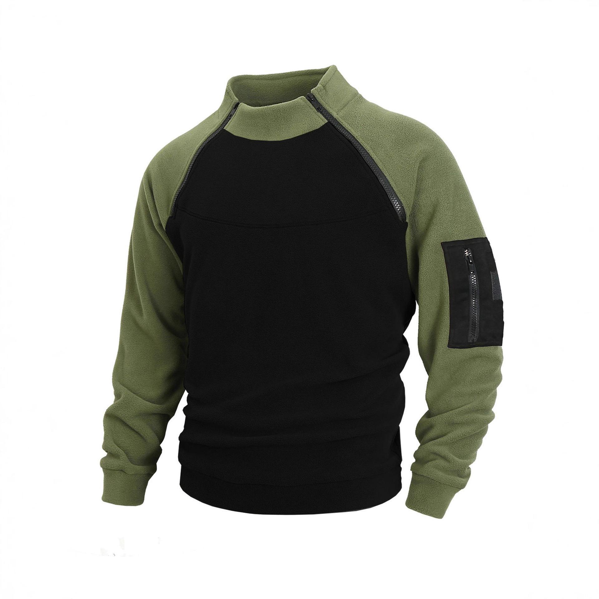 

Новая осенне-зимняя новая приталенная куртка-пуловер с длинными рукавами и воротником-стойкой, контрастная повседневная куртка для мужчин S зелёный