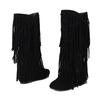 Large size boots autumn and winter new women's boots casual fringed boots college style flat-bottomed high boots women's shoes