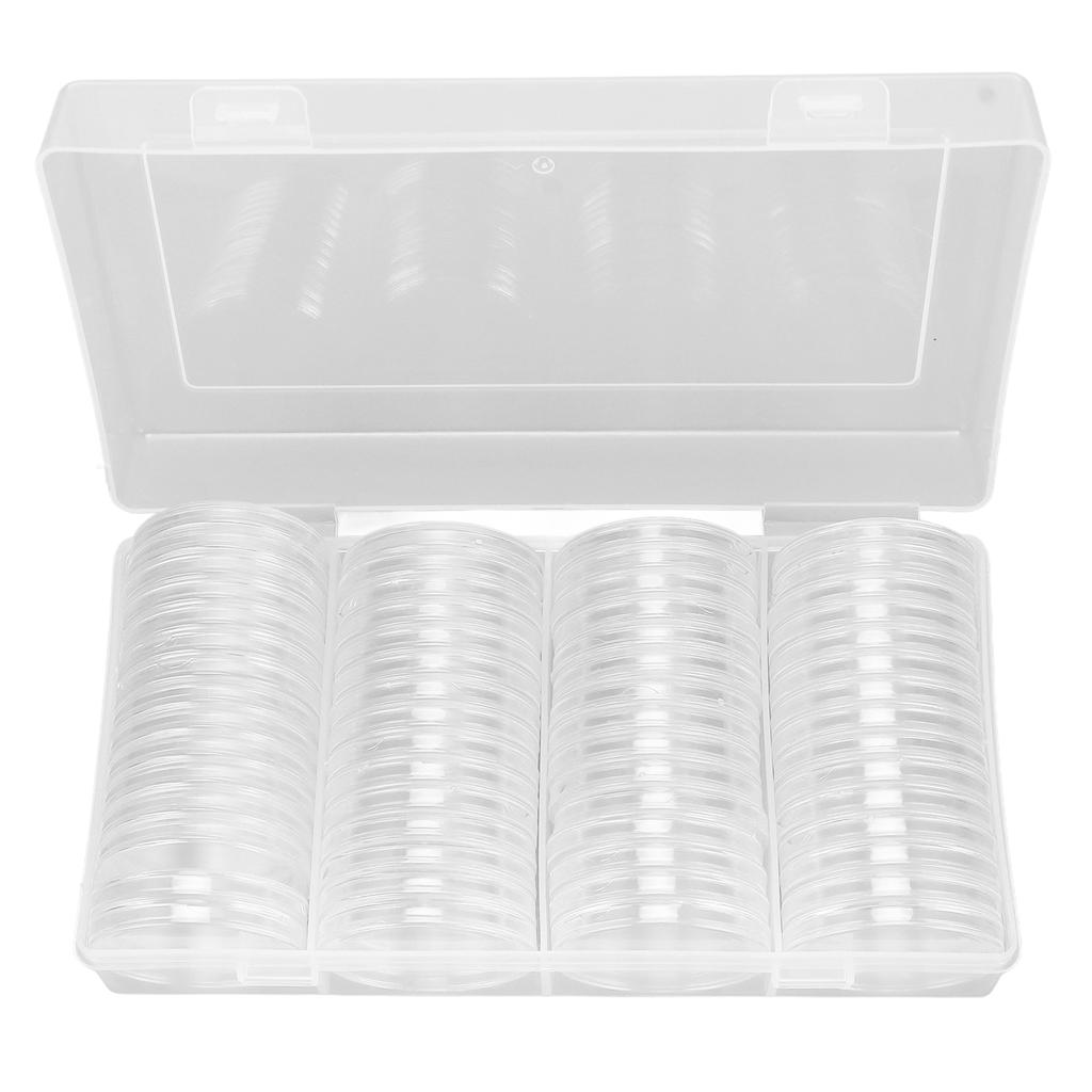 Clear Coin Storage Box 60 Pieces 41mm Coin Capsules Coin Collection Container Box for Coin Collector